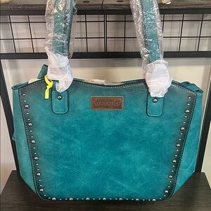Wrangler Turquoise Studded Tote Bag